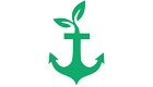 Molslinjen Ikoner logo with a green anchor featuring leaf details, representing eco-friendly maritime design.