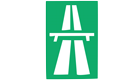 Highway sign on green background.